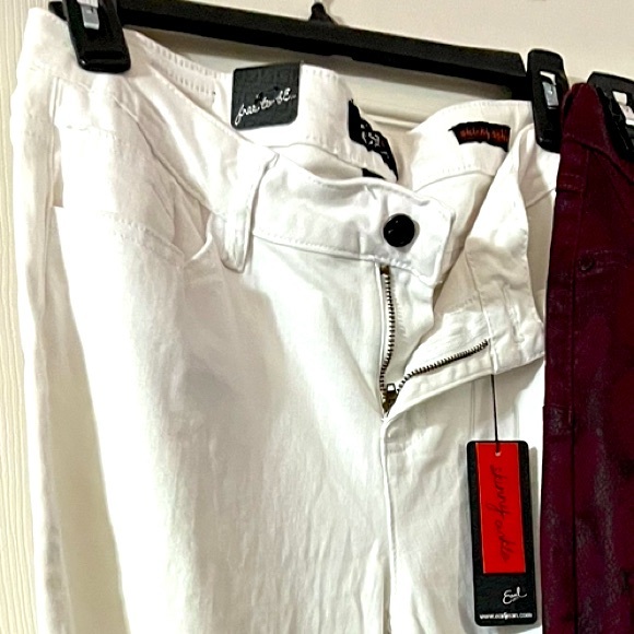 EARL Jeans: WHITE (Skinny Ankle) w/BLUE 🧵EMBROIDERED HEM-Denim, SIZE 12P, NWT! - Picture 1 of 14
